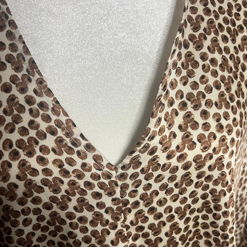 NWT Emme Marella Woman’s Brown White Print Long Sleeve V Neck Blouse- Size 46/10 - Picture 5 of 12